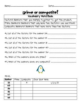 Common Core Aligned: Multiples, Factors, Prime, Composite by Piece of