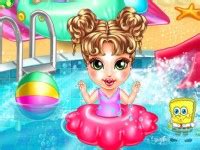 Use cute toys to make bath time more fun and then go ahead to the next caring routine. Baby Shower At Pool - Baby Care Games | Baby Games