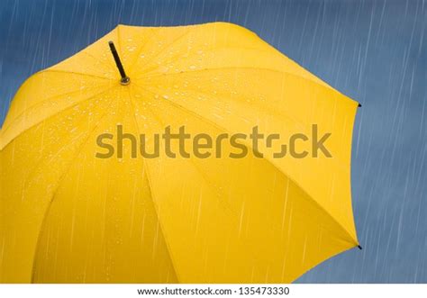 Yellow Umbrella Rain Stock Photo Edit Now 135473330