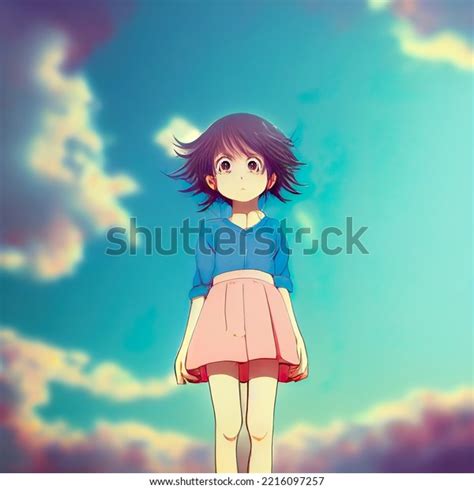 Beautiful Anime Girl Short Hair Hd Stock Illustration 2216097257