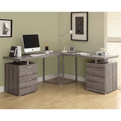 Give yourself a brand new work area that conforms to your sense of modernity with the hattie office computer desk. L Shaped Computer Desk in Dark Taupe - I7326-3