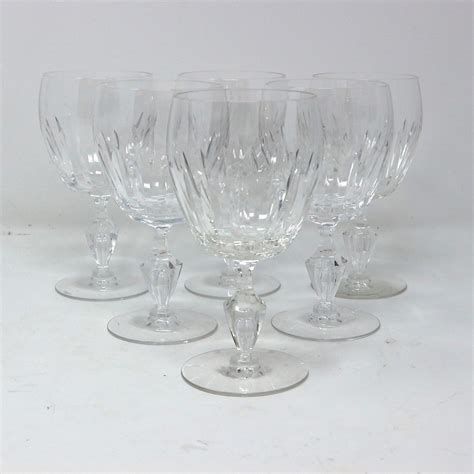 Mid Century Set Of 6 Hawkes Crystal Glasses Dulce Interior Consignment Showplace
