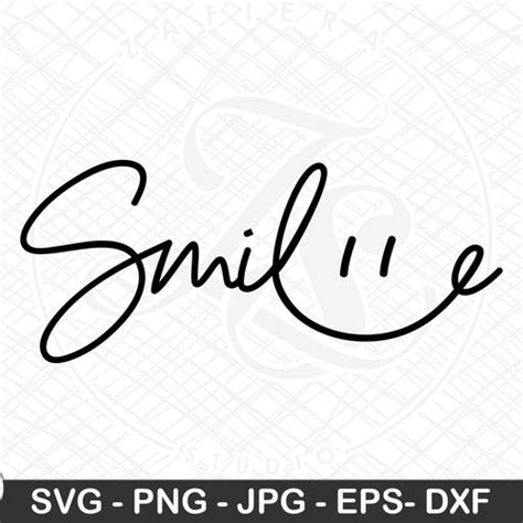 Smile SVG Fine And Fancy Smile Cursive Capitalized Happy Face Etsy