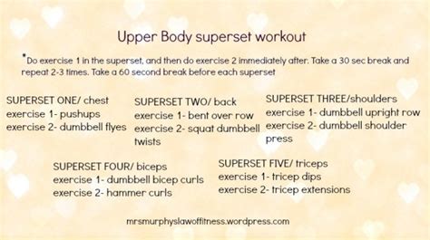 Upper Body Superset Workout Mrs Murphys Law Of Fitness