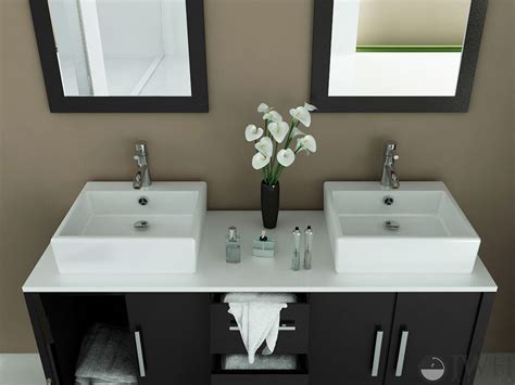 An 18 inch bathroom vanity is perfect for smaller bathrooms. 59" Sirius Double Bathroom Vanity - Espresso - Bathgems.com