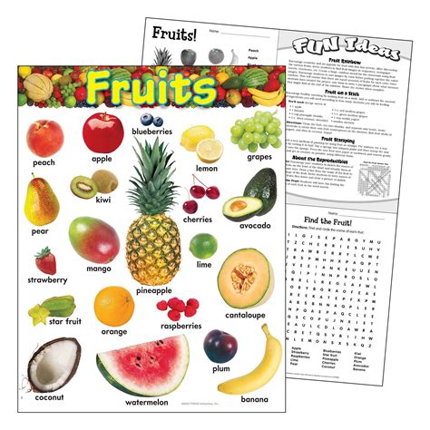 T38247 Learning Chart Fruit Blueberry Fruit Apple Fruit Life Learning