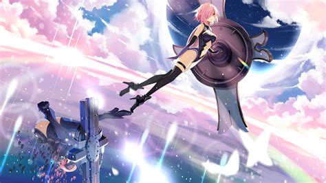 armor augu 523764197 butterfly clouds fate grand order fate series mash kyrielight navel