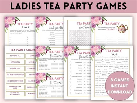 Tea Party Games Ladies Tea Party Tea Party Activities Etsy