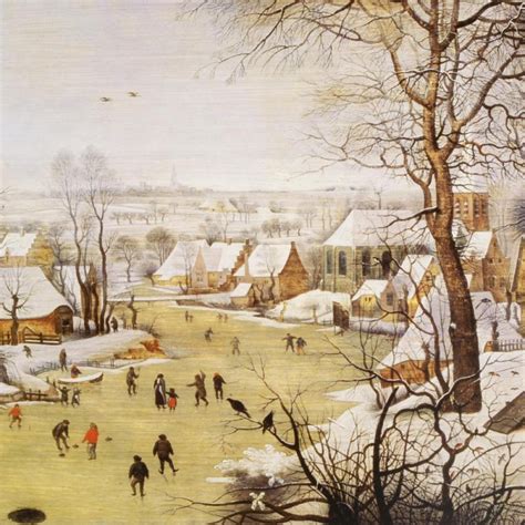 Winter Landscape With Skaters And Bird Trap 20x29 Print By Pieter