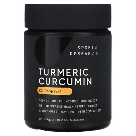 Sports Research Curcumine de curcuma 500 mg 60 capsules à enveloppe