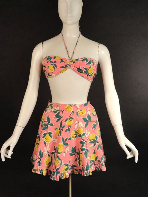 Shop the best of the bunch here. 1940s Pink Lemon Cotton Bathing Suit | Vintage swimsuits ...