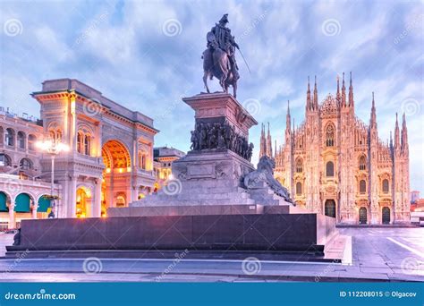 Night Piazza Del Duomo In Milan Italy Stock Image Image Of