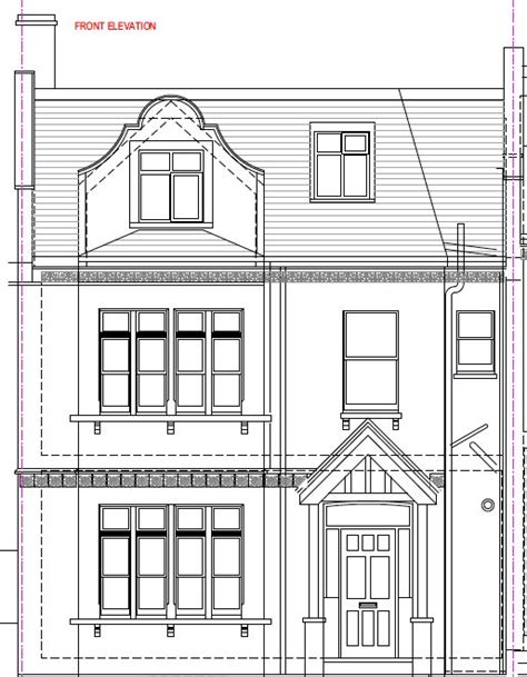 Modern, ultra modern, indian, kerela, traditional house design concepts. Muswell front elevation drawing - Bow Tie Construction