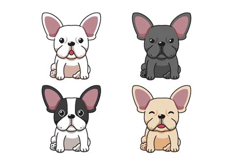 Premium Vector Set Of Cartoon Character French Bulldog Dog
