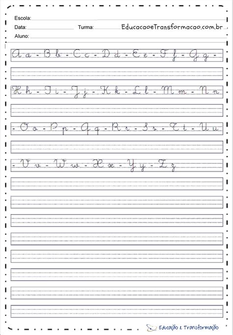 Caderno De Caligrafia Pontilhado Para Imprimir Aprender Alphabet Sexiz Pix