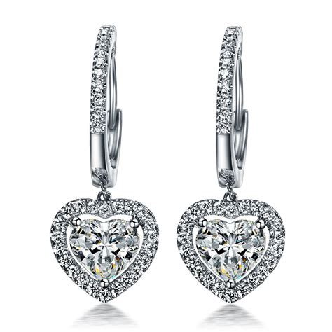 Romantic 15ctpiece Sterling 925 Silver Earrings Heart Shape Synthetic