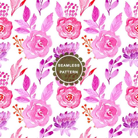 Premium Vector Pink And Blue Watercolor Flower Seamless Pattern