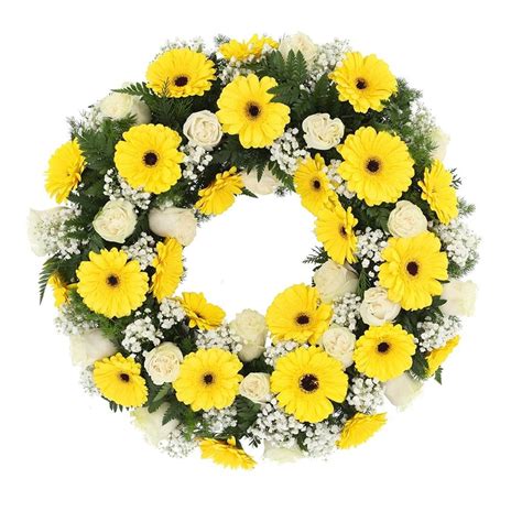 Coroa Branca E Amarela Para Funeral Homeflora