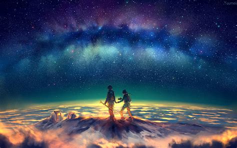 Anime Stars Night Sky Summit 4k 3840x2160 50 Wallpaper Pc Desktop