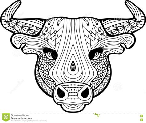 Buffalos are ruminant animals that are still included in the bovinae tribe. Coloring Book For Adults. The Head Of A Buffalo Stock ...
