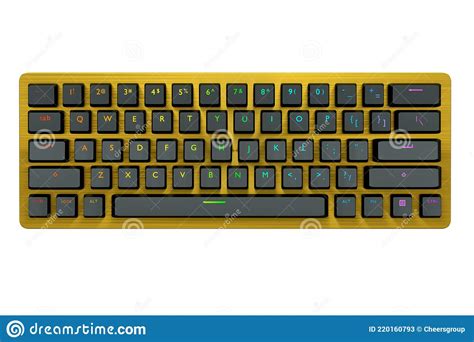 Yellow Computer Keyboard With Rgb Colors Isolated On White Background