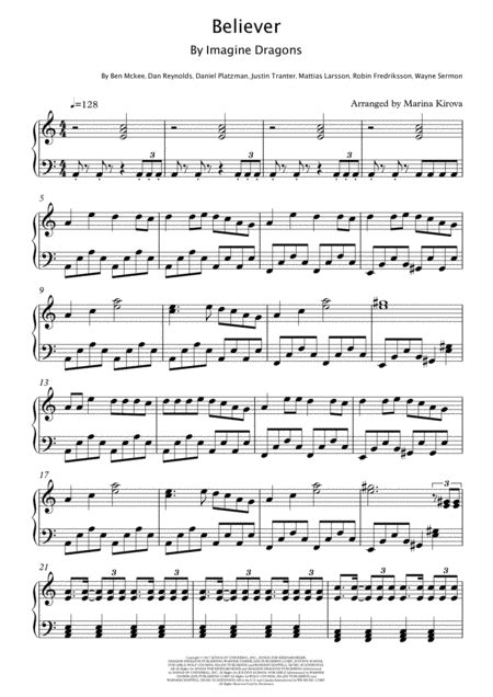 Believer Drums Sheet Music Dragons Believer Sheet Music For Ukulele
