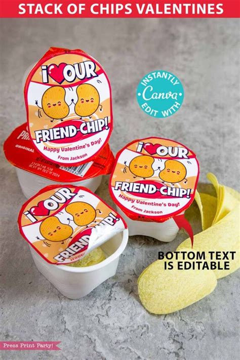Pringles Valentines Printable Stickers I Love Our Friend Chip Red