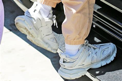 Hailey Baldwin Wears Balenciaga Track Sneakers With Justin Bieber 