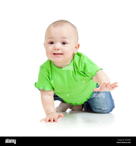 Funny Baby Crawling Stock Photo Alamy