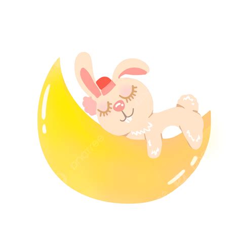 Sleeping Rabbit Hd Transparent Cartoon Sleep Day Quiet Moon Rabbit