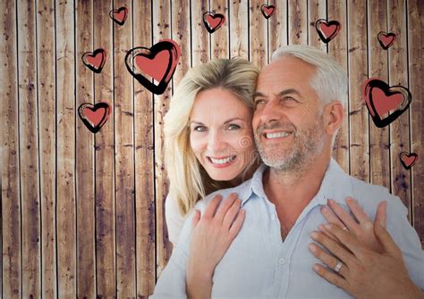 Mature Romantic Couple And Heart Graphic Stock Image Image Of Casual Adult 87969805