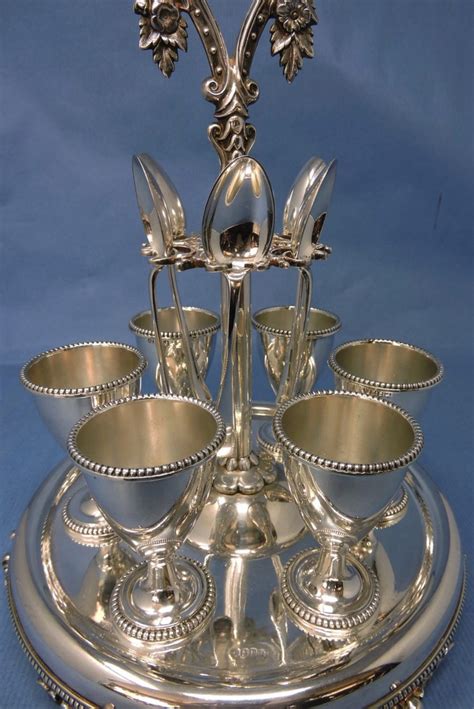 Victorian English Silver Plated Soft Boiled Egg Server 6 Egg Cups