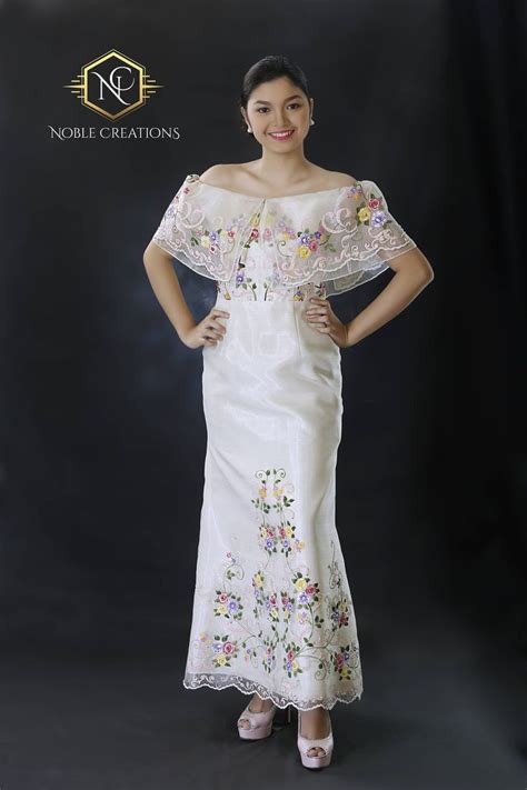 Filipiniana Dress Hand Painted And Embroidered Maria Etsy Filipiniana Dress Modern
