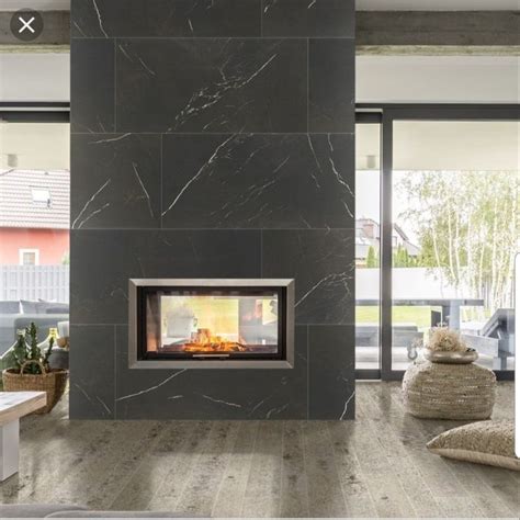 Tile - Black Marble Look | Fireplace remodel, Home fireplace, Fireplace