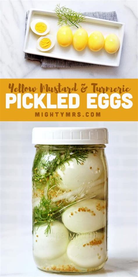 Mustard And Turmeric Yellow Pickled Eggs Mighty Mrs Super Easy Recipes