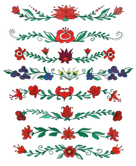 2281 × 320 px file format: 8 Flower Border Drawing (PNG Transparent) | OnlyGFX.com