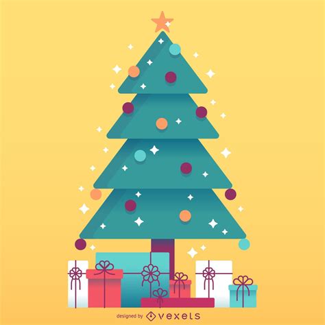 Descarga Vector De Árbol De Navidad Con Ilustración De Regalos