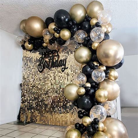 Black Gold Balloon Arch And Garland Kit Gold Confetti And Metal Latex Balloons With 1pcs Tying
