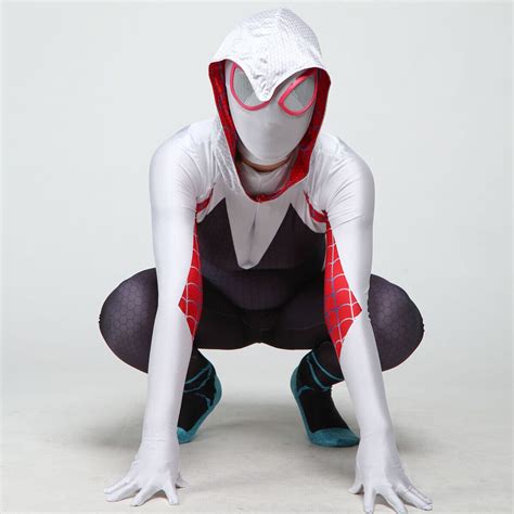 Women Spider Verse Gwen Stacy Costume Jumpsuit Set Girls Spider Man