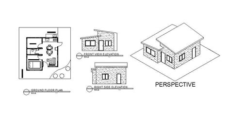Ground Floor Plan Of House Design With Elevation In Dwg File Cadbull