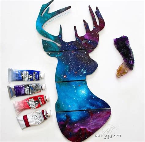 Pin By Halleluya Robertson On Art Inspiration Galaxy Painting Deer