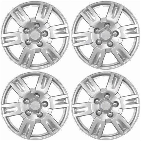 4 Piece Hub Caps Wheel Cover Set Silver Lacquer Fits 16 Inch Skin