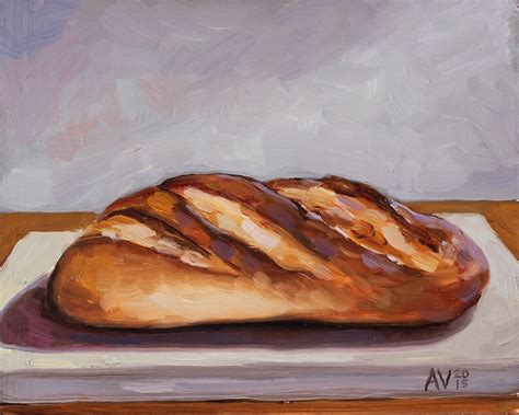 Original Framed Oil Painting Still Life Bread By Aleksey Etsy