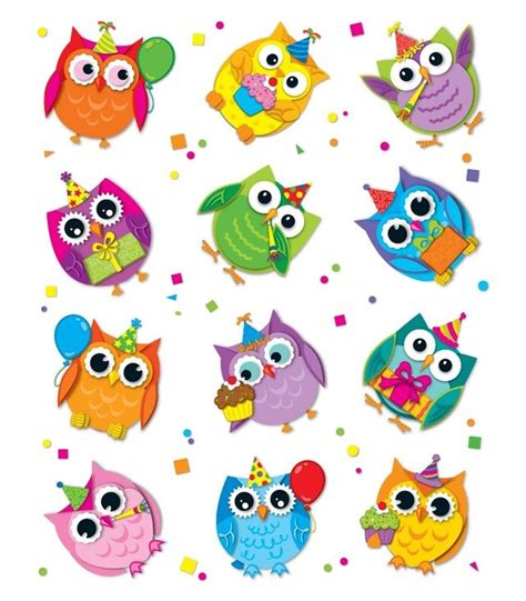 Carson-Dellosa Celebrate with Colorful Owls Shape Stickers Teacher | Colorful owls, Colorful owl ...