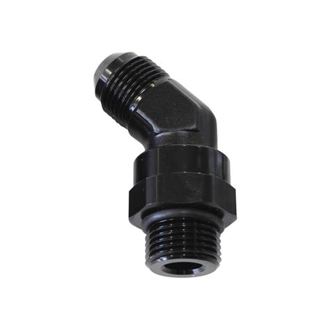 Aeroflow 45° Orb Swivel To Male Flare Adapter 8an To 10an Black