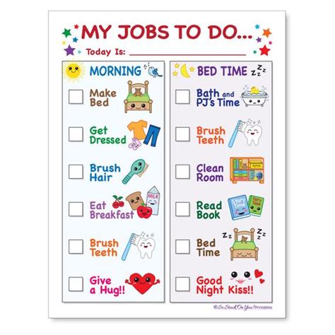 Routine Chore Chart For Morning And Bedtime Instant Download