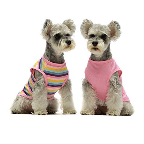 Fitwarm 2 Pack 100 Cotton Striped Dog Shirt For Pet Clothes Puppy Vest