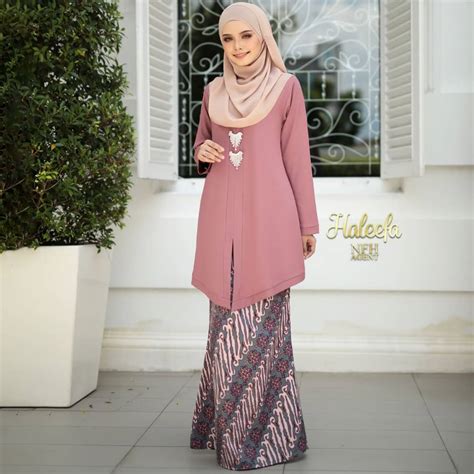 baju kurung moden raya terkini haleefa pink 1 saeeda collections