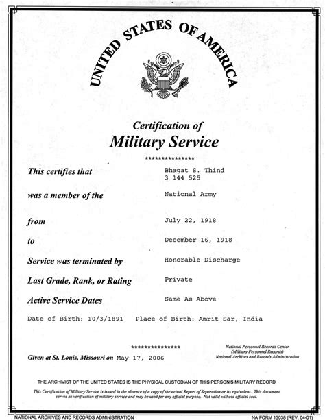 Certification Of Military Service South Asian American Digital
