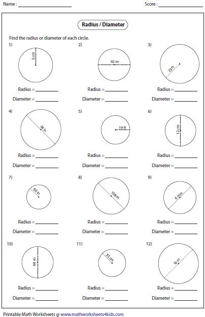 Generate a pdf worksheet, download it to your device and print it off to share with your students. Circles Worksheets